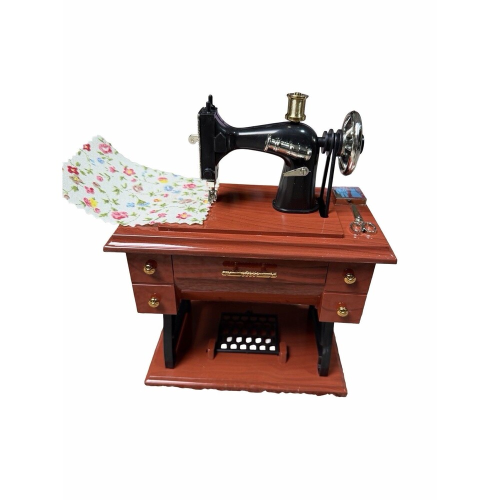 VogUe Miniature Animated Musical Antique Sewing Machine Figure - Sartorius Model